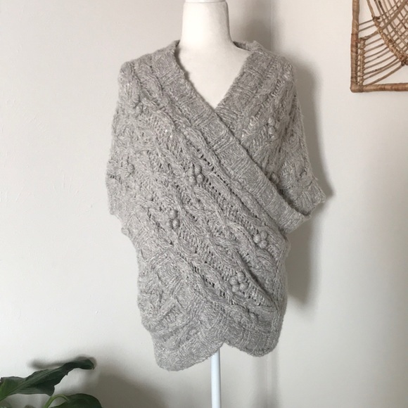 Anthropologie Sweaters - Sleeping on Snow grey knit crisscross sweater